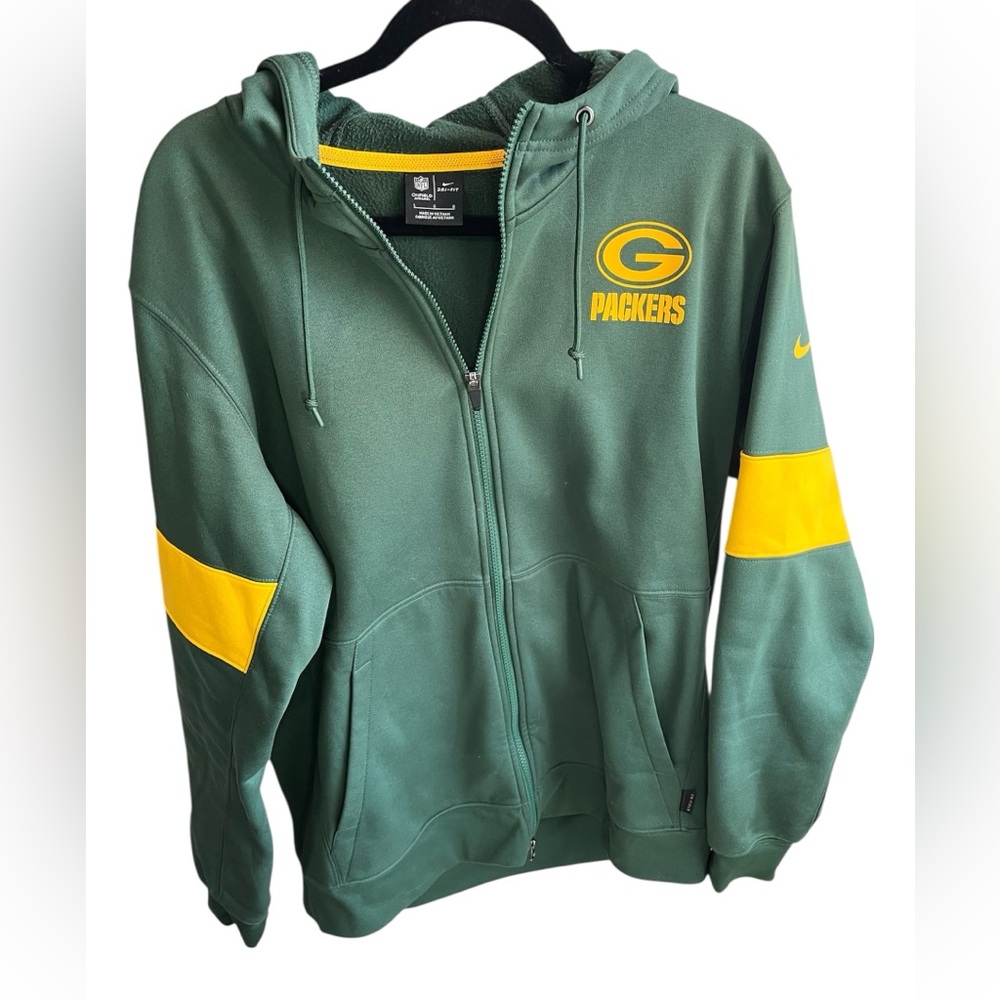 Nike NFL Green Bay Packers Full Zip Hooded Sweatshirt Onfield Size Large